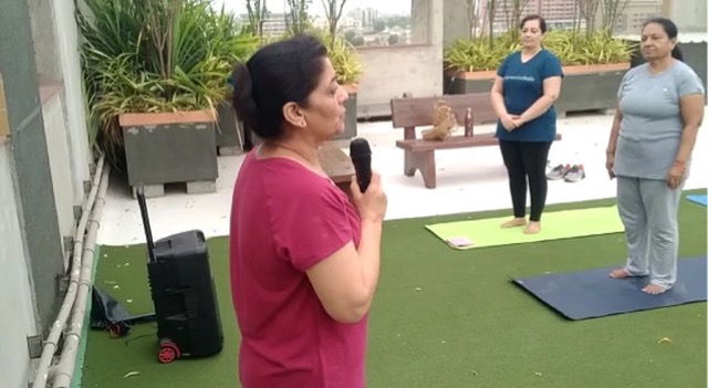 Yoga instruction session